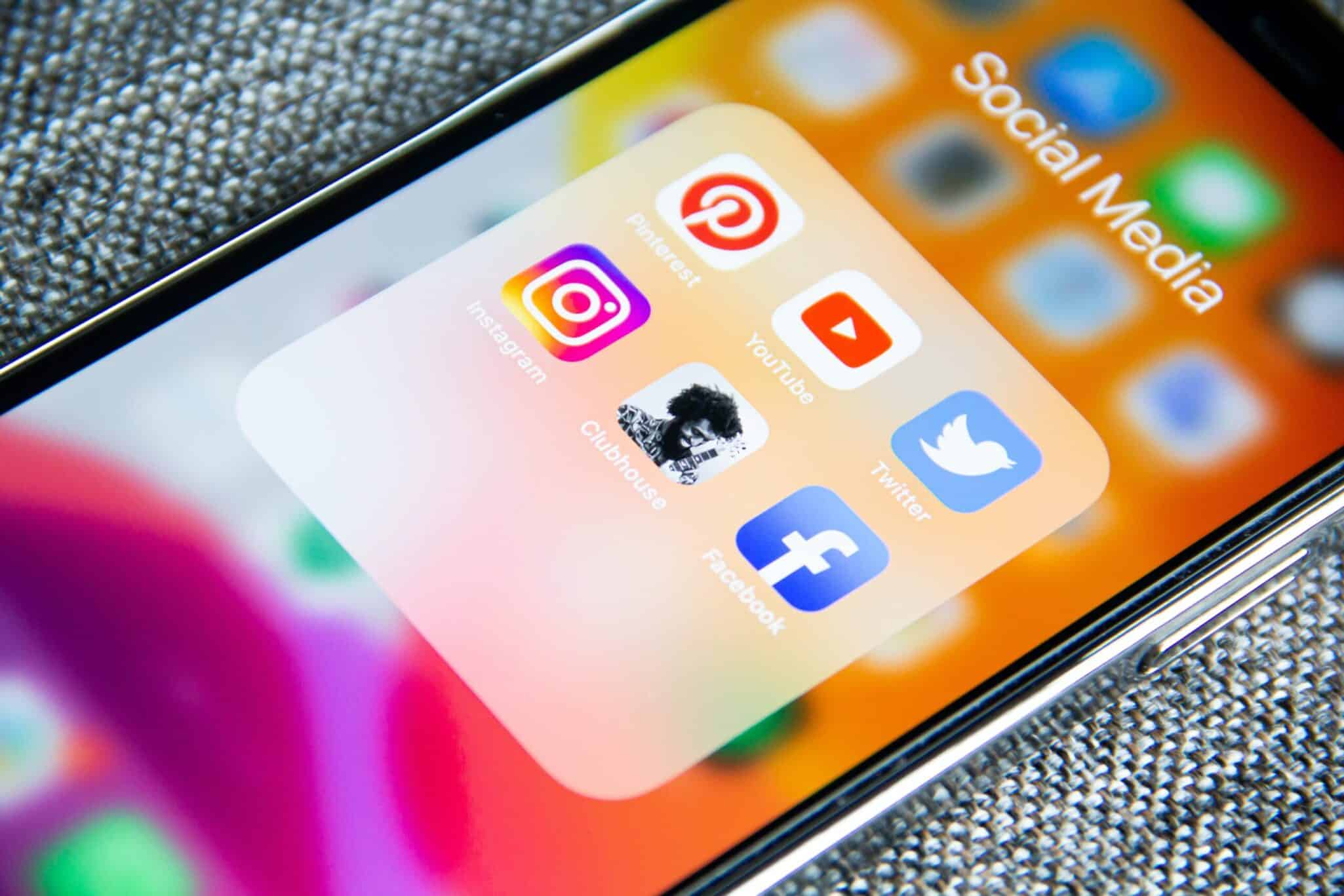A phone screen showing a folder of social media apps labelled Social Media.